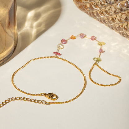 Fashion 18K Gold Stainless Steel Color Broken Stone Chain Ring
