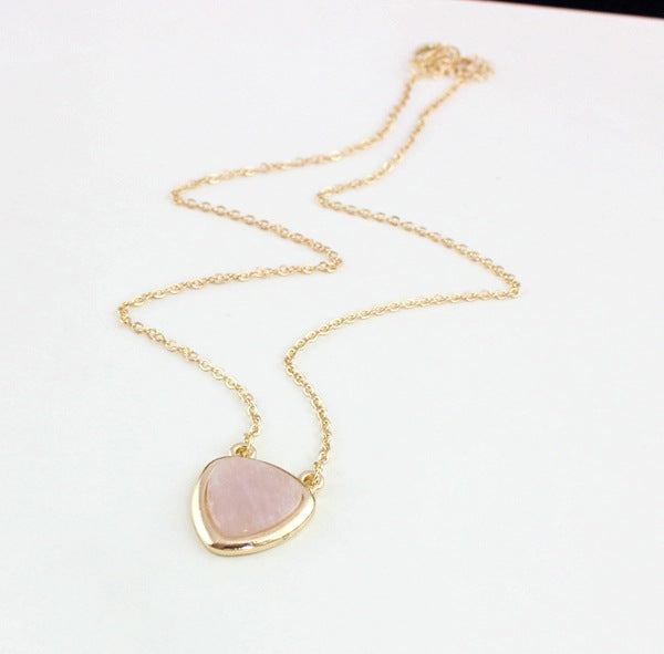 Natural Stone Heart-Shaped Necklace with Pendant