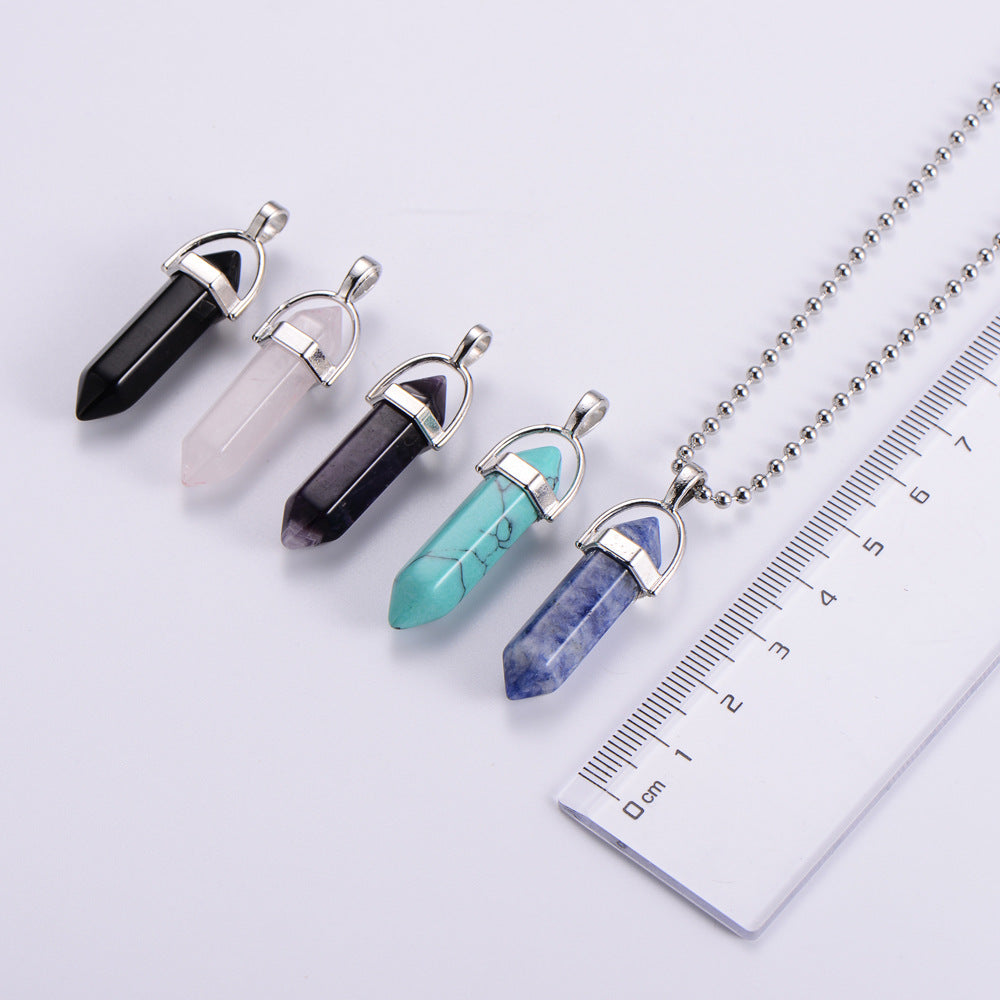 Turquoise Amethyst Black Agate Natural Stone Necklace