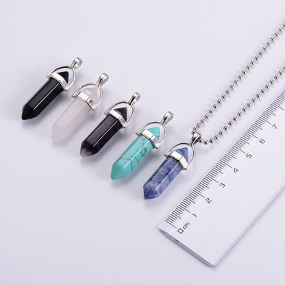 Turquoise Amethyst Black Agate Natural Stone Necklace