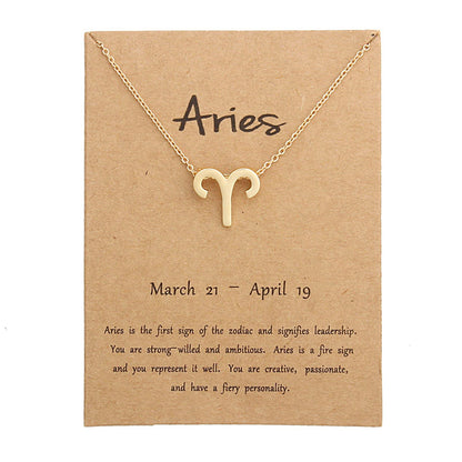 Silver Plated Zodiac Necklace for Women Jewelry Horoscope Sign Constellation Pendant Astrology Birthday Gifts Leo Jewelry with White Message Card-Aries yellow