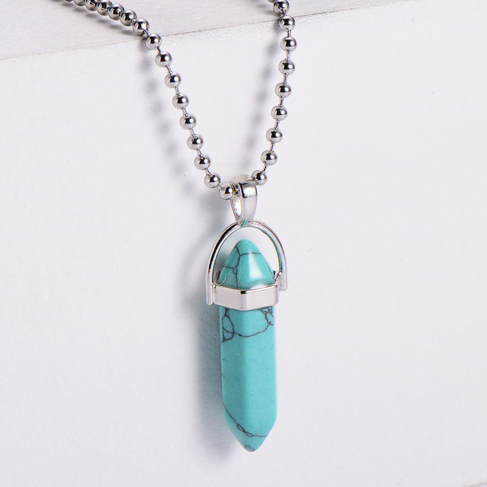 Turquoise Amethyst Black Agate Natural Stone Necklace