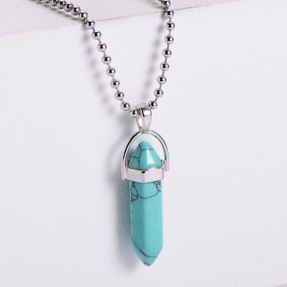 Turquoise Amethyst Black Agate Natural Stone Necklace