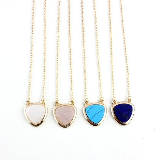 Natural Stone Heart-Shaped Necklace with Pendant