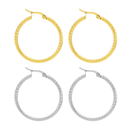 18K Gold-plated Dense Emboss Round Ring Earrings Advanced Sense