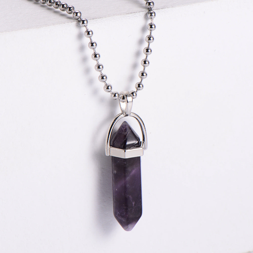 Turquoise Amethyst Black Agate Natural Stone Necklace