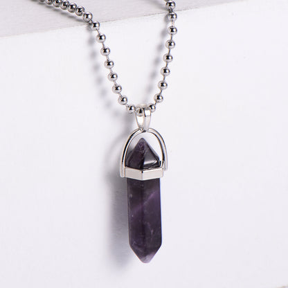Turquoise Amethyst Black Agate Natural Stone Necklace