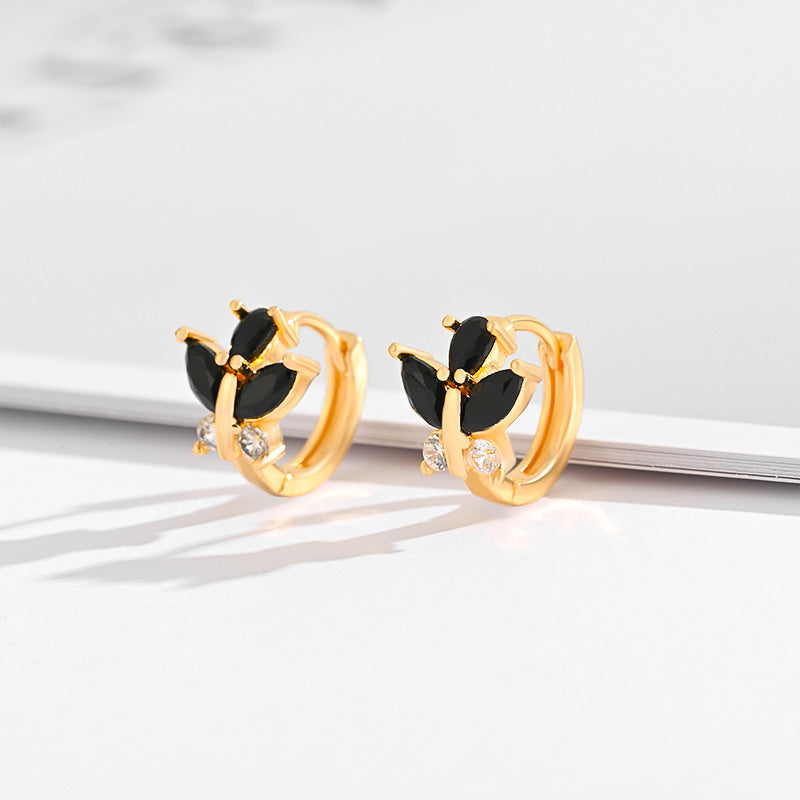 Fashion Multi-style Square Crystal Zircon Ornament Gold Plated Diamond Ear Ring