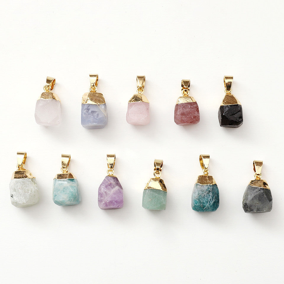 Natural Stone Necklace with Crystal Pendant Accessories