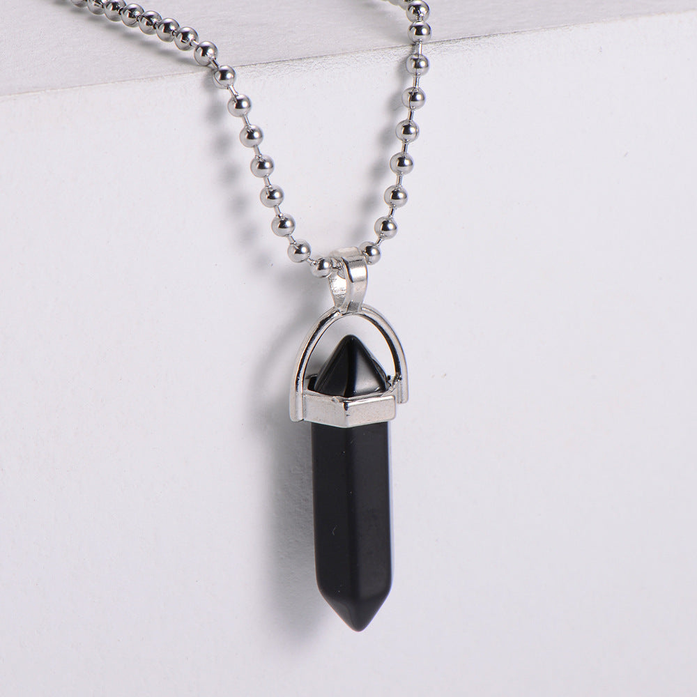 Turquoise Amethyst Black Agate Natural Stone Necklace