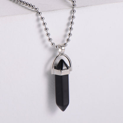 Turquoise Amethyst Black Agate Natural Stone Necklace