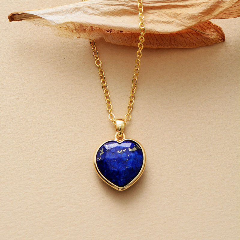 Natural Stone Heart Pendant Necklace