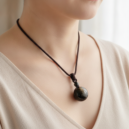Rainbow Eye Obsidian Pendant Set (2 pcs)