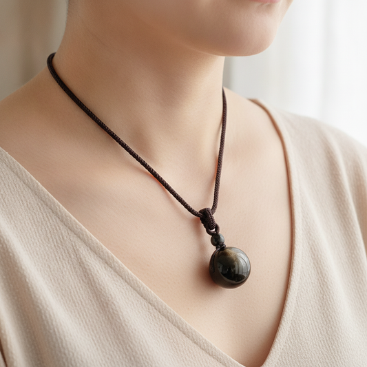 Rainbow Eye Obsidian Pendant Set (2 pcs)