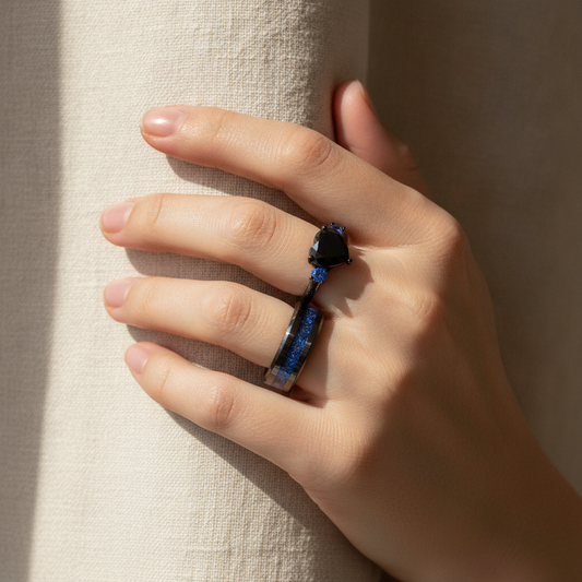 Black Heart Gemstone Ring