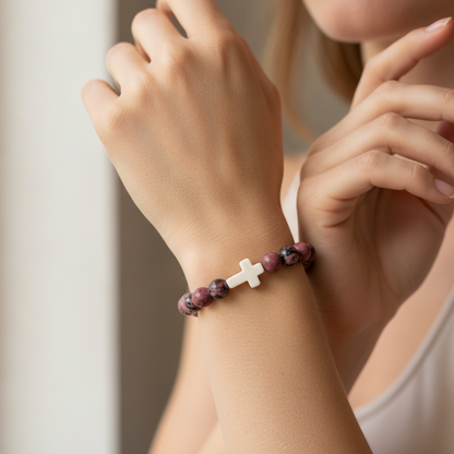 Amethyst Cross Protection Bracelet