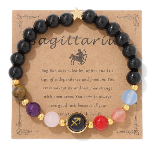 Pingyongchang Chakra Zodiac Bracelets for Women Her Luck 12 Constellations Inspiration Healing Crystal Stone Beads Bracelet Birthday Zodiac Gifts Horoscope Spiritual Bracelet for Men-Sagittarius