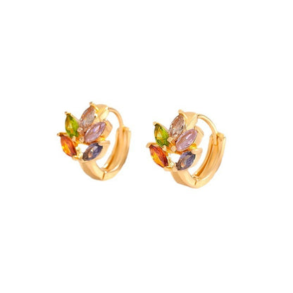Fashion Multi-style Square Crystal Zircon Ornament Gold Plated Diamond Ear Ring